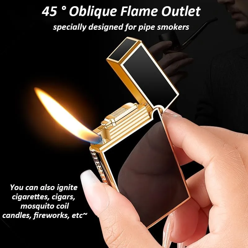 Metal Lighter, Dragon Relief Design, Side Wheel Frosted Lighter, Refillable Butane Lighter, Soft Flame Flip Lighter, Outdoor, Camping, Men's Gift (Silver-Dragon Phoenix)