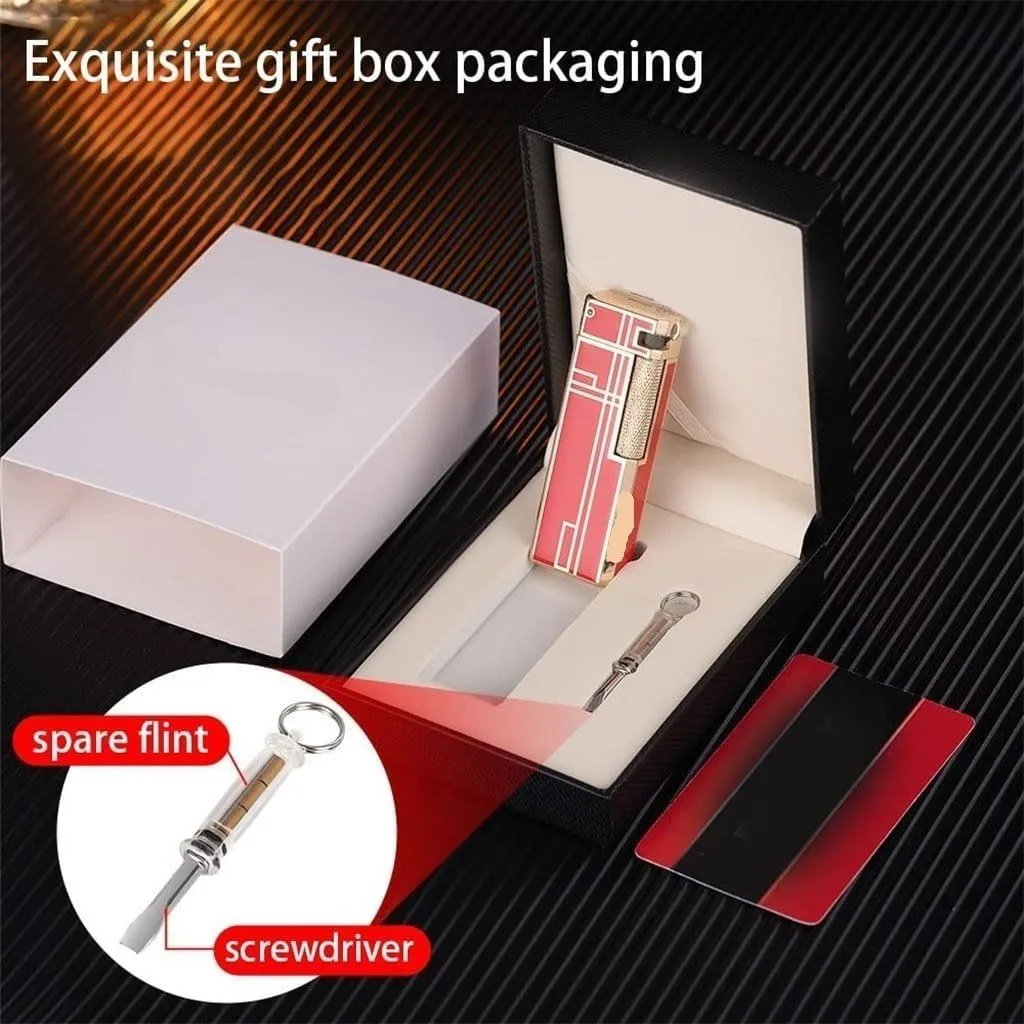 Metal lighters, Side-Sliding Grinding Wheel Ignition lighters, Oblique fire Multi-Function lighters, Portable lighters, Butane lighters (excluding Butane)(Green)