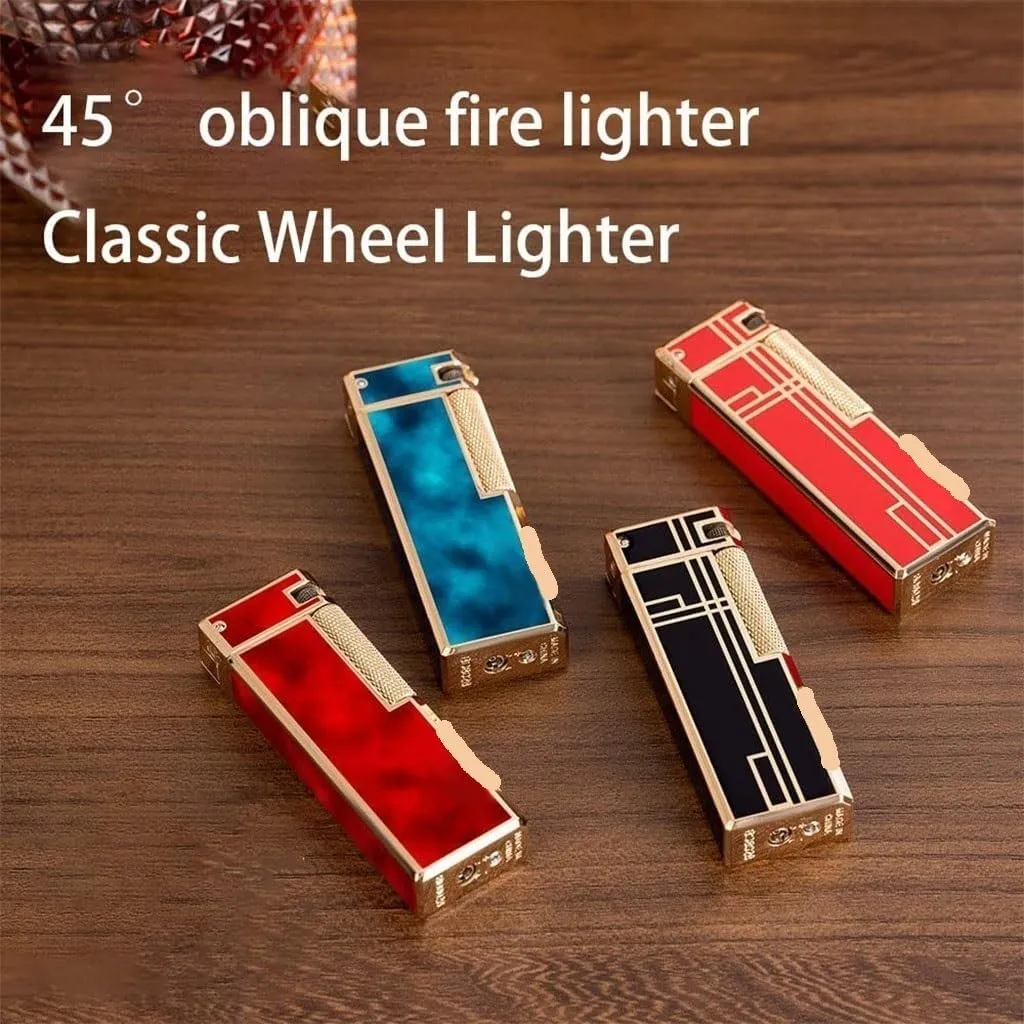 Metal lighters, Side-Sliding Grinding Wheel Ignition lighters, Oblique fire Multi-Function lighters, Portable lighters, Butane lighters (excluding Butane)(Green)