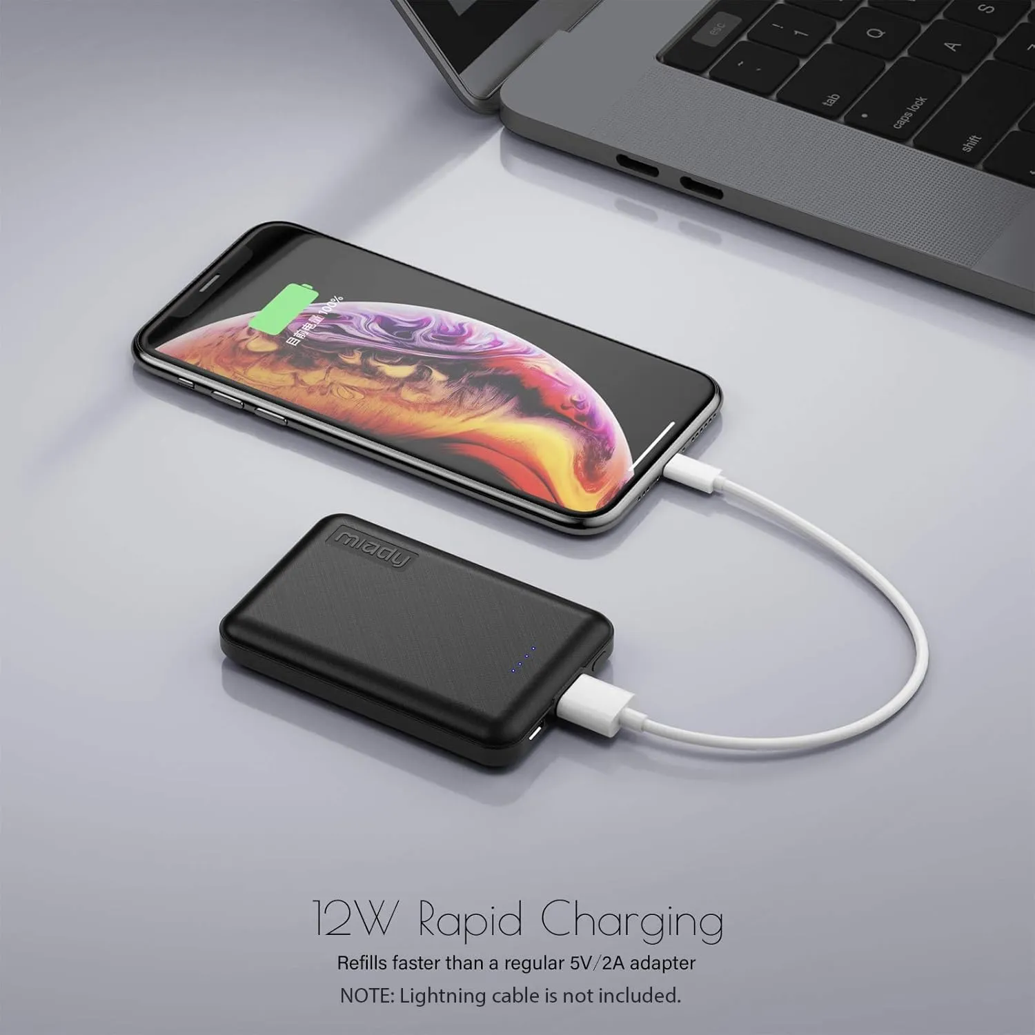 Miady 2-Pack 5000mAh Mini Portable Charger, 5V 2.4A USB-C Output Fast Charging Power Bank for Travel Small Battery Pack Compatible with iPhone 16/15 Galaxy S24/S22 iPad Android Smartphones etc