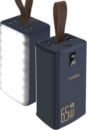 Miady 50000mAh Power Bank for Travelers Professionals, 65W Fast Charging Portable Charger for Laptop, Smartphone, and Tablet, USB-C Output, High Capacity External Battery Pack