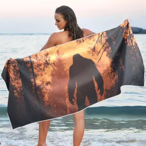 Microfiber Thin Lightweight Beach Towel Sasquatch Forest Silhouette Quick Dry Pool Towels 30” x 60” Sand Free Absorbent Camping Yoga Towel for Swimming, Picnic, Gym