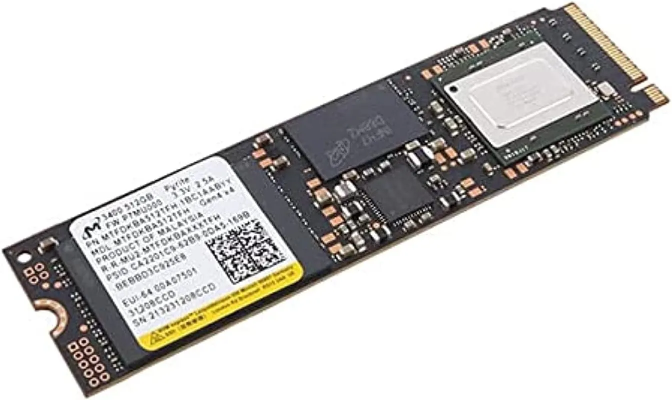 Micron 3400 512 GB Solid State Drive - M.2 2280 Internal - PCI Express NVMe (PCI Express NVMe 4.0), 0.9"x3.1"