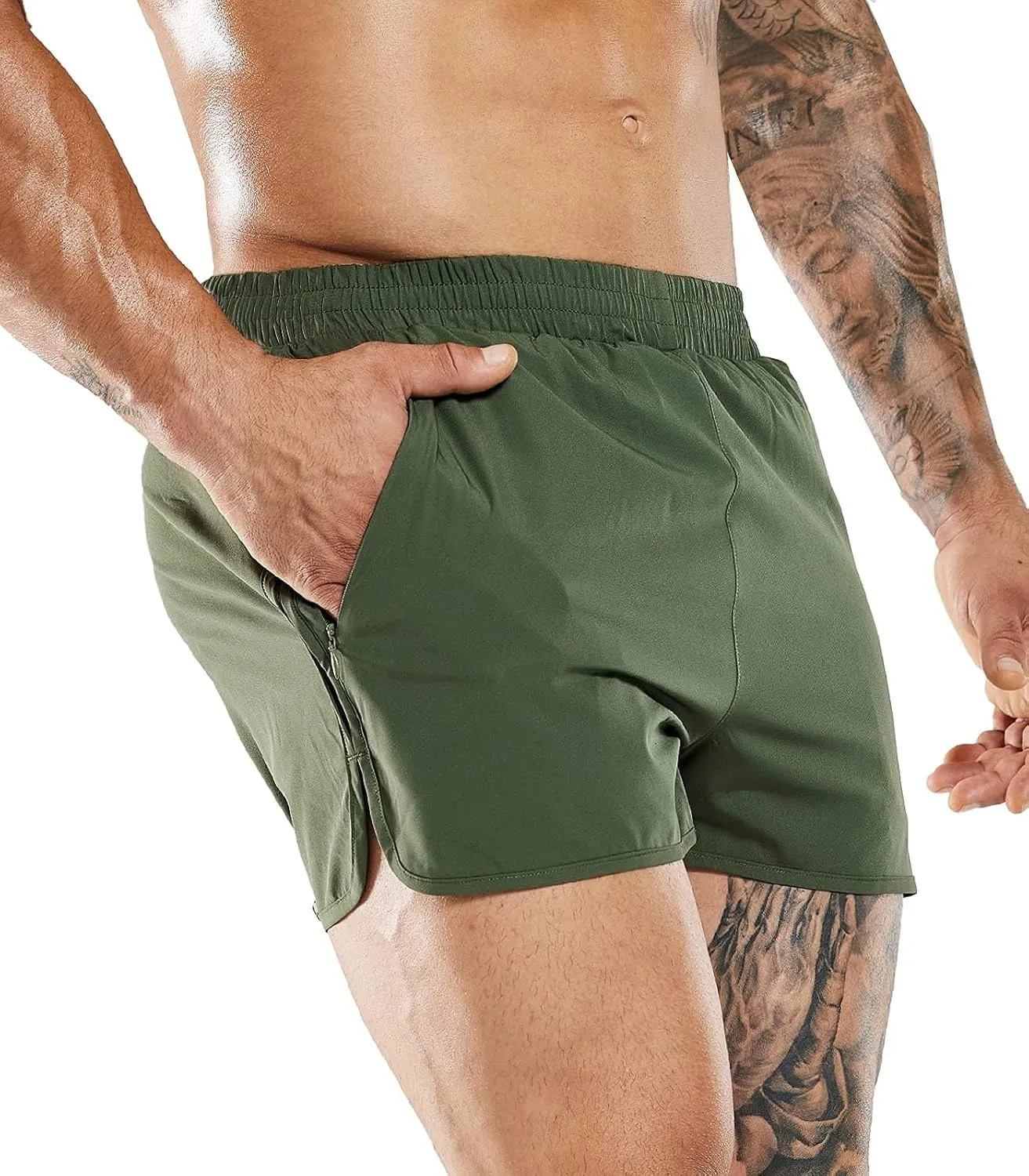 MIER Men's 3 Inches Quick Dry Running Shorts Liner Lightweight Water Resistant Athletic Workout Lined Shorts