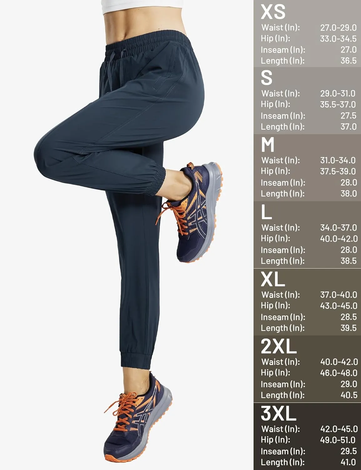 MIER Women's Lightweight Joggers Hiking Pants Quick Dry Athletic Zipper Pockets Running Pant, Water Resistant