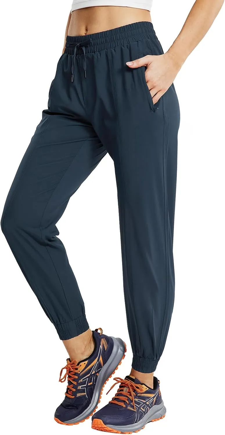 MIER Women's Lightweight Joggers Hiking Pants Quick Dry Athletic Zipper Pockets Running Pant, Water Resistant