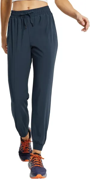 MIER Women's Lightweight Joggers Hiking Pants Quick Dry Athletic Zipper Pockets Running Pant, Water Resistant