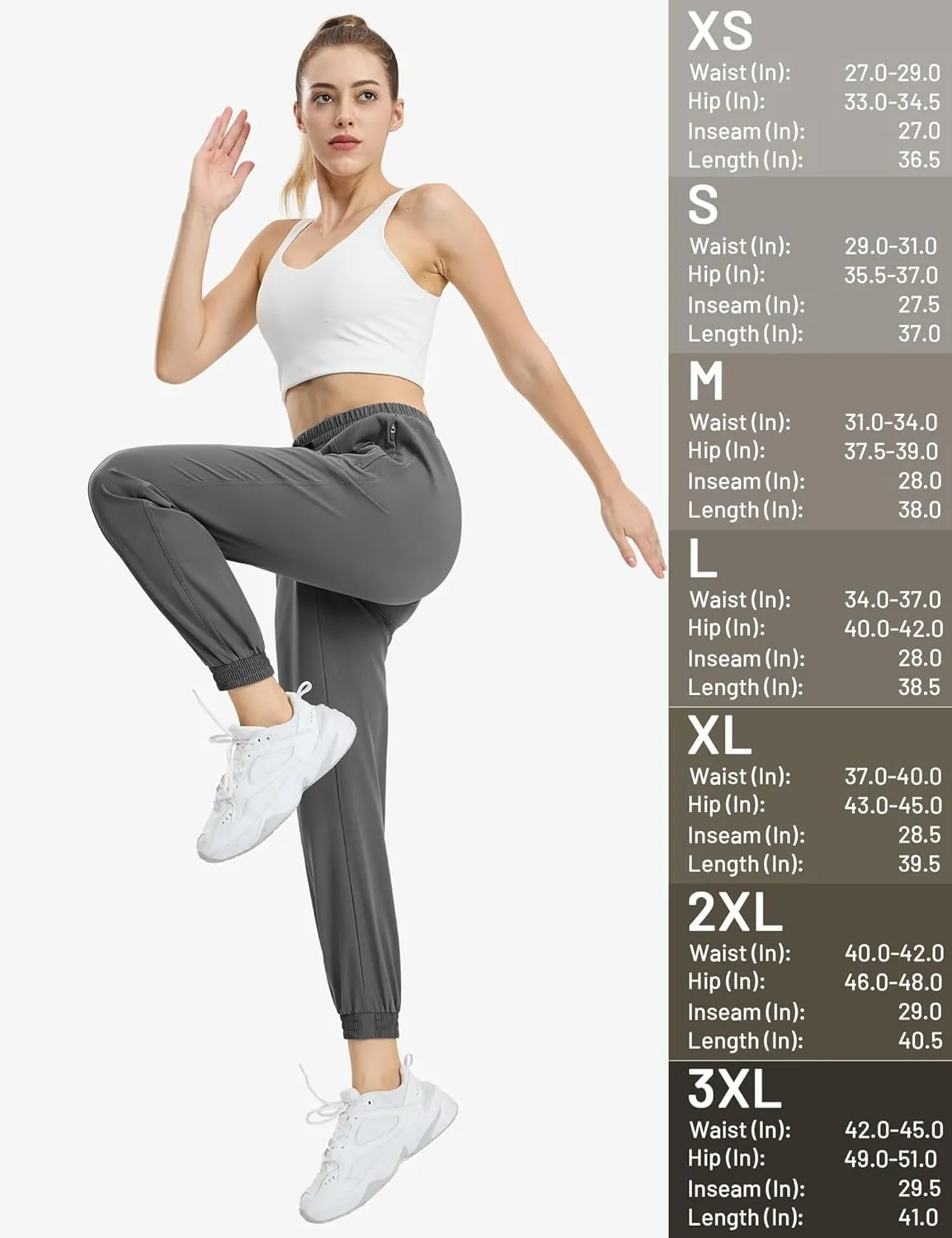 MIER Women's Lightweight Joggers Hiking Pants Quick Dry Athletic Zipper Pockets Running Pant, Water Resistant