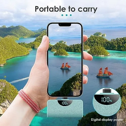Mini Portable Charger Power Bank for iPhone, 5200mAh External Battery Charging Bank, 20W PD Fast Charging Battery Pack Portable Phone Charger for iPhone 14 Pro Max/14/13/12/11/XR/X/8/7/6,Green