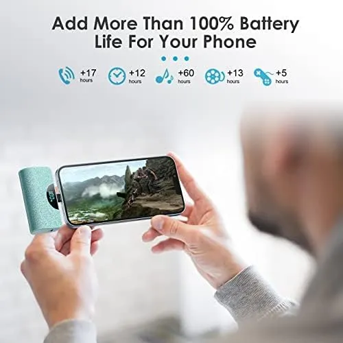 Mini Portable Charger Power Bank for iPhone, 5200mAh External Battery Charging Bank, 20W PD Fast Charging Battery Pack Portable Phone Charger for iPhone 14 Pro Max/14/13/12/11/XR/X/8/7/6,Green