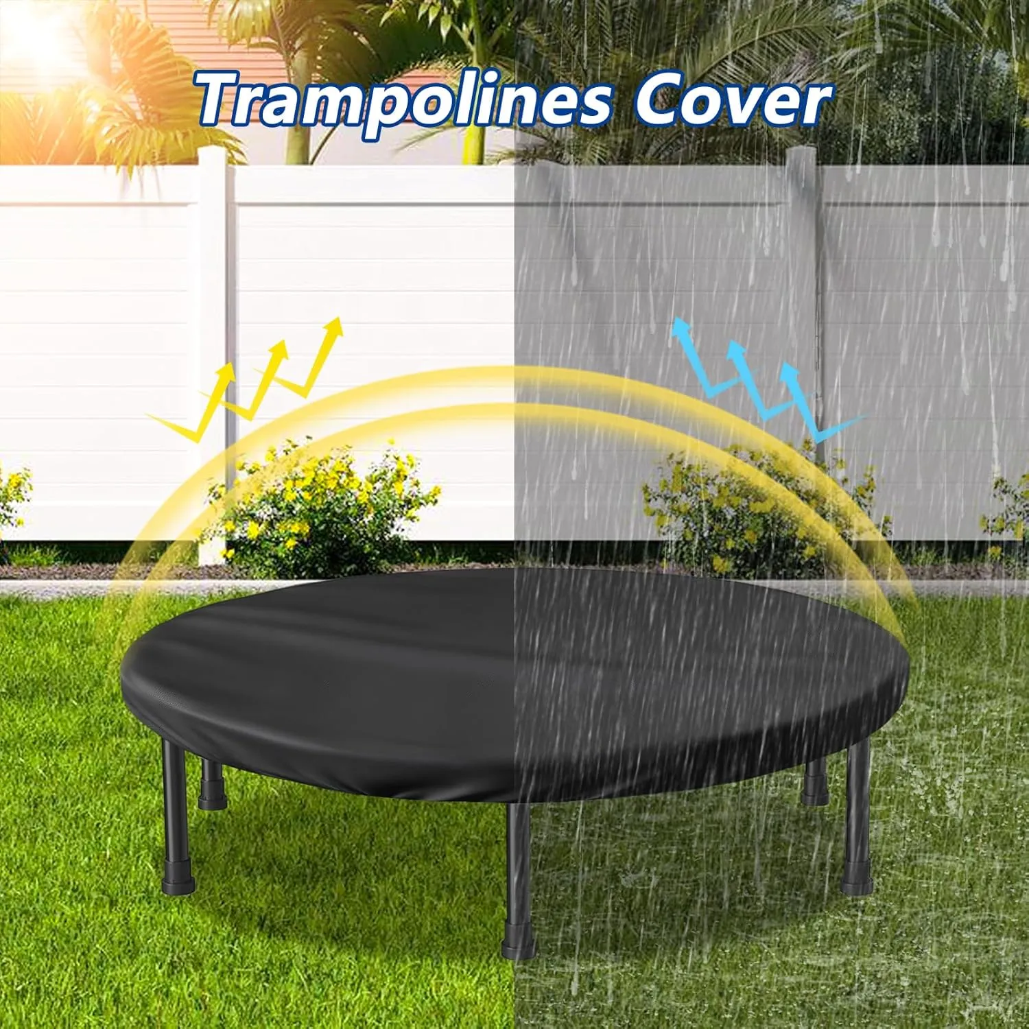 Mini Trampoline Cover 48 Inch Waterproof Fitness Trampoline Cover for Adults - Not Spring Covers (Black)