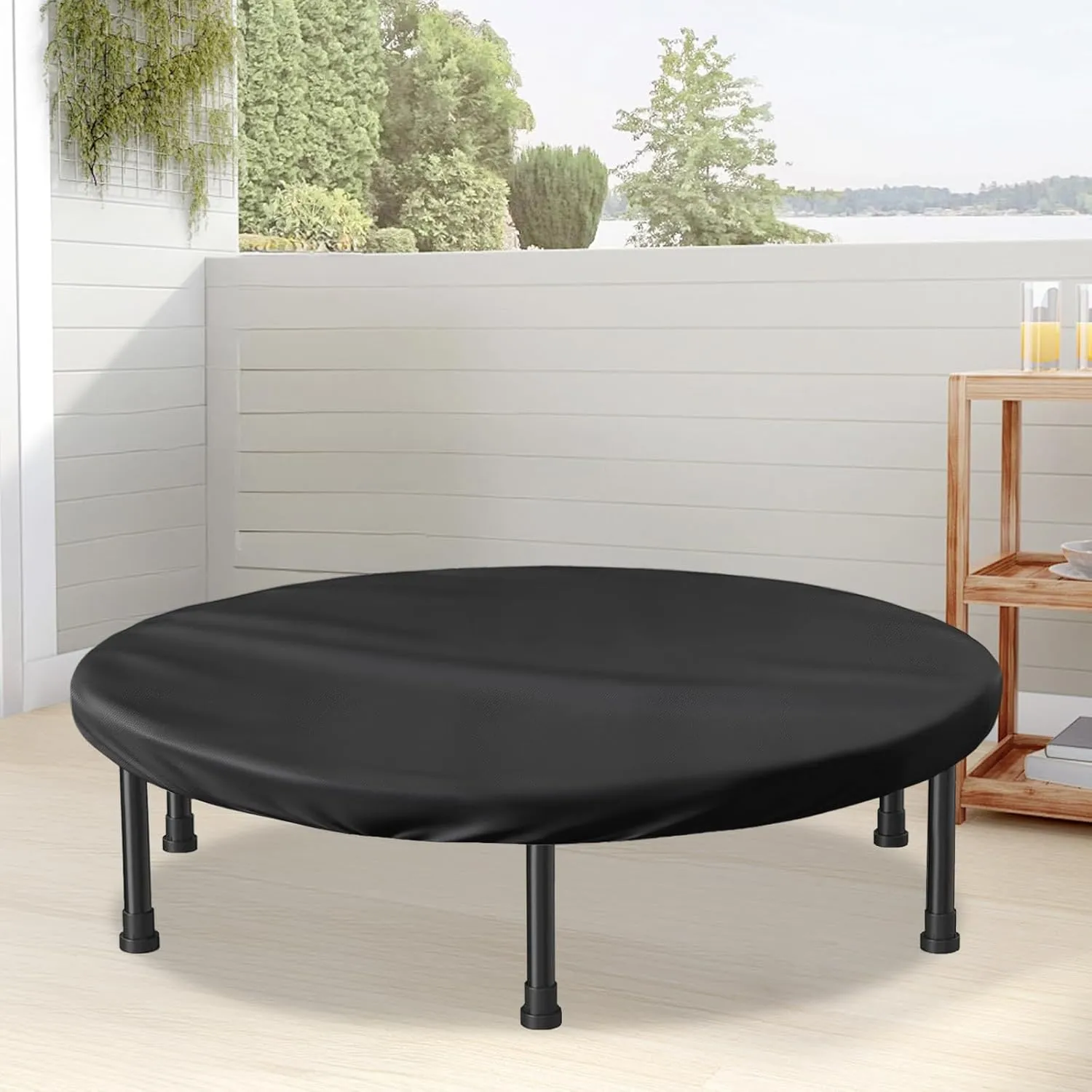 Mini Trampoline Cover 48 Inch Waterproof Fitness Trampoline Cover for Adults - Not Spring Covers (Black)