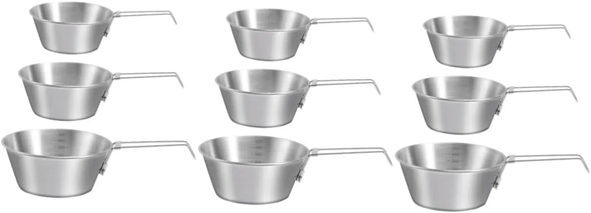 Mipcase 3sets Camping Bowl Set Stainless Steel Mixing Bowl with Folding Handle for Camping Hiking Outdoor Collapsible Mess Kit 3pcs*3