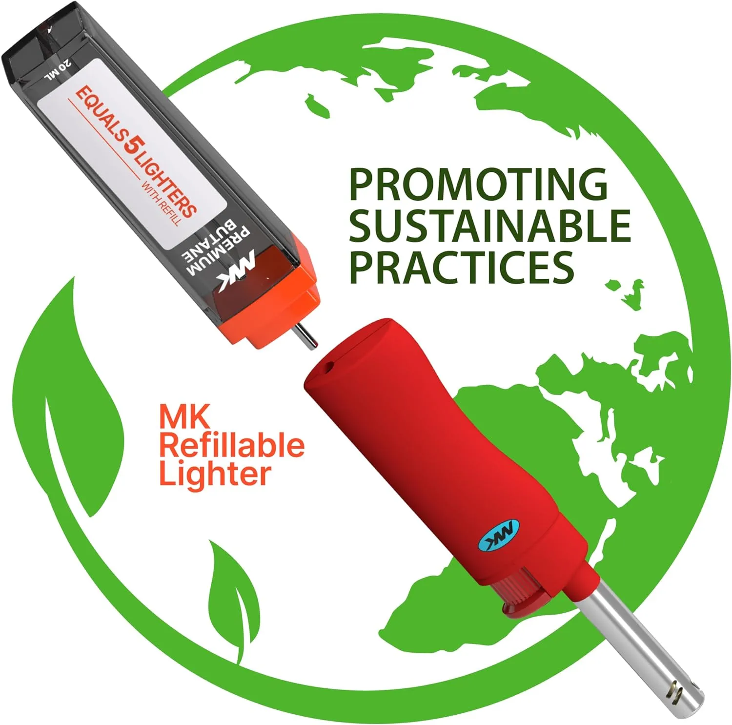 MK Lighters - Multipurpose Butane Refillable, Windproof Flame, Ideal for Candle, BBQ, Camping, Outdoor (3BL), 10PCS