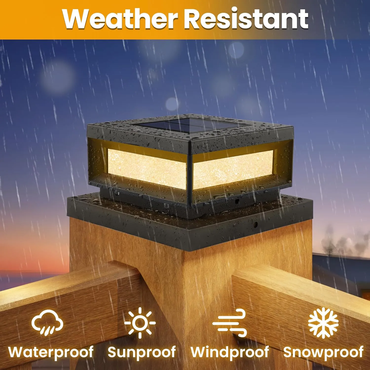 Mlambert 12 Pack Solar Powered Post Cap Lights Outdoor for 4x4/6x6 Wood/Vinyl Posts, Waterproof Deck Fence Patio Porch Light Cool/Warm Lighting, Black