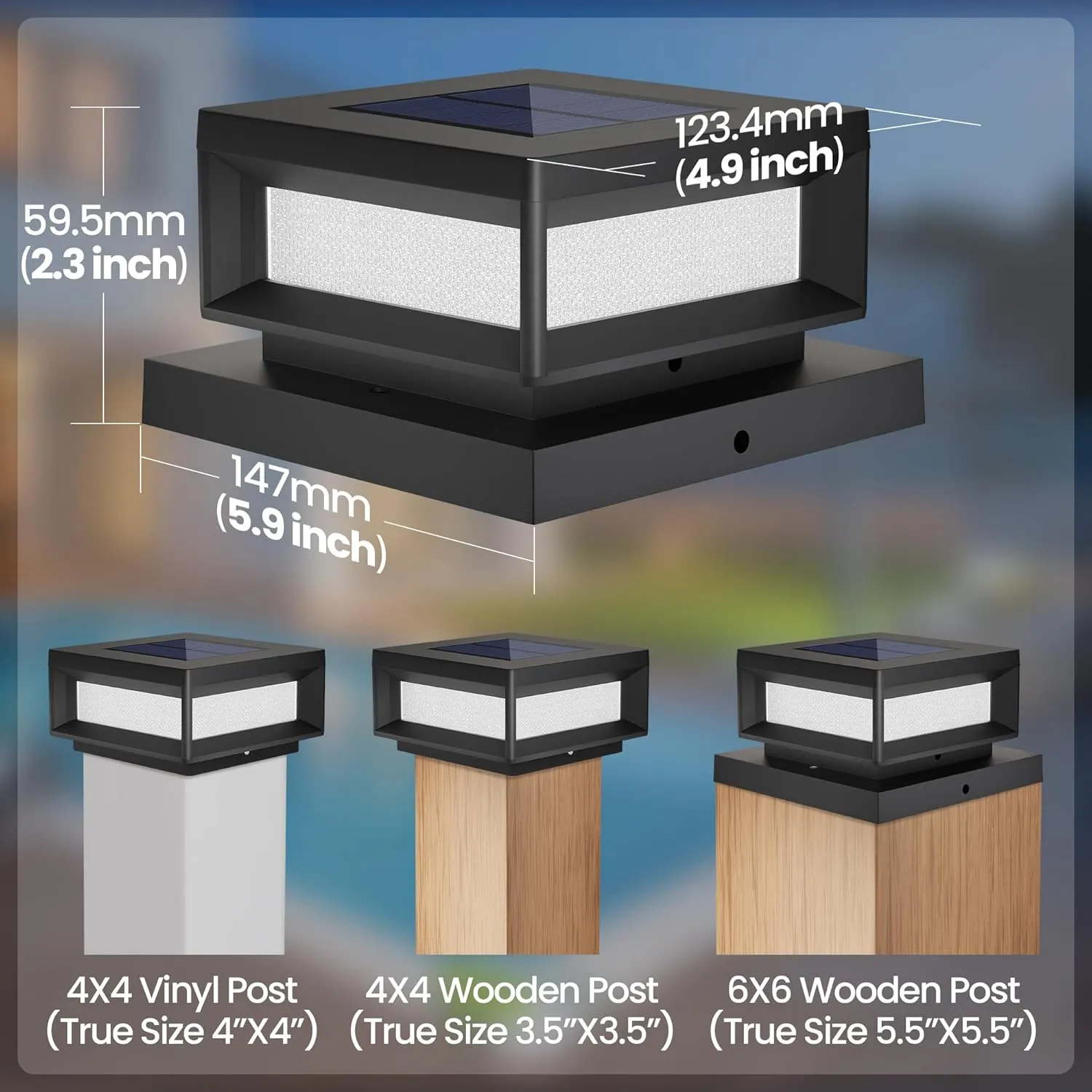 Mlambert 12 Pack Solar Powered Post Cap Lights Outdoor for 4x4/6x6 Wood/Vinyl Posts, Waterproof Deck Fence Patio Porch Light Cool/Warm Lighting, Black