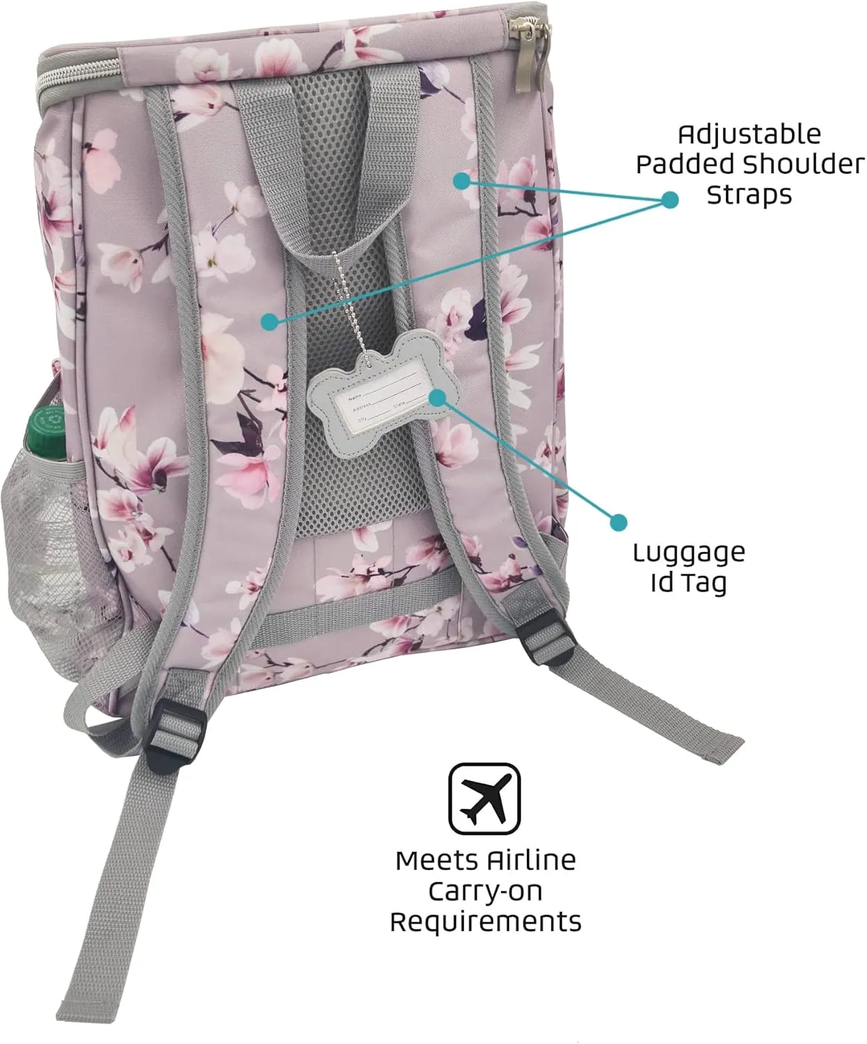 Mobile Dog Gear Week Away Dog Travel Bag Backpack (13"x7"x16", Floral) - Includes 2 Pet Food Storage Containers   2 Collapsible Dog Water Bowls - Airline Approved Travel Accessories, Great for Trips