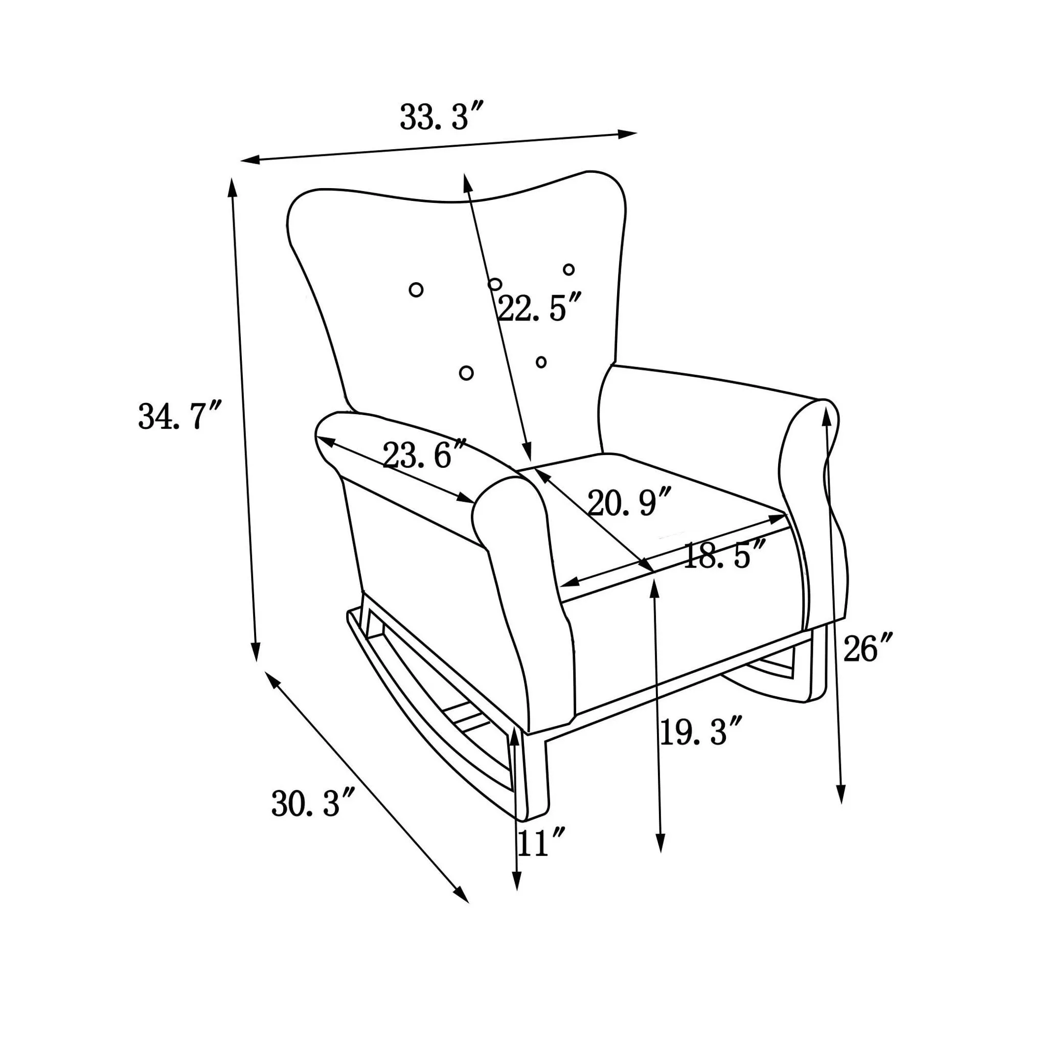Modern Rocking Chair, Upholstered Accent Chair For Nursery, Small Contemporary Rocke
