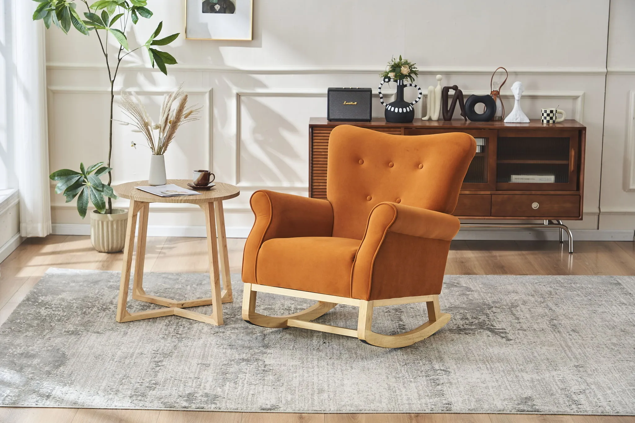 Modern Rocking Chair, Upholstered Accent Chair For Nursery, Small Contemporary Rocke