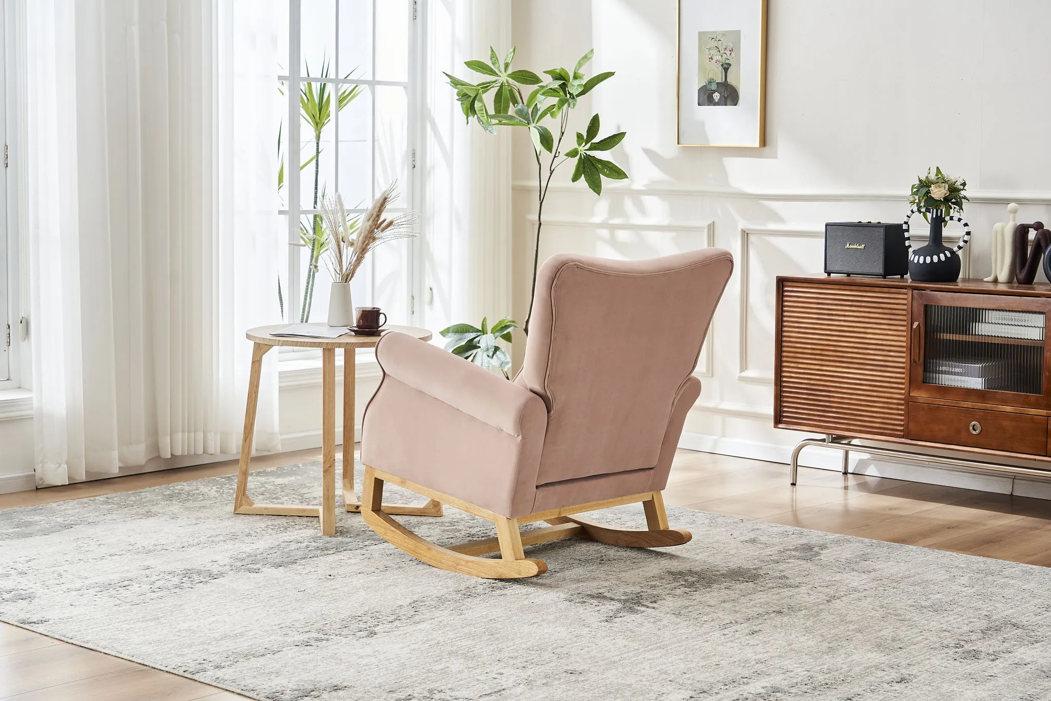 Modern Rocking Chair, Upholstered Accent Chair For Nursery, Small Contemporary Rocke