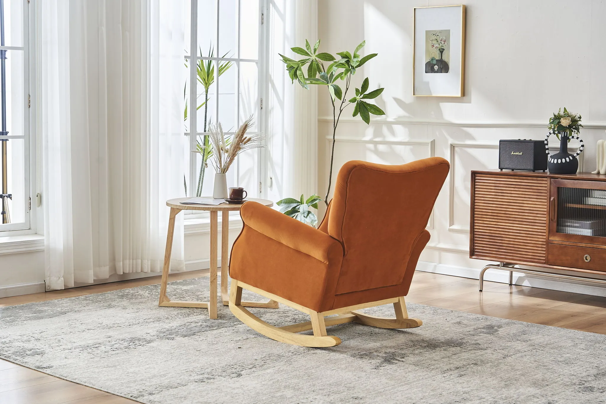 Modern Rocking Chair, Upholstered Accent Chair For Nursery, Small Contemporary Rocke