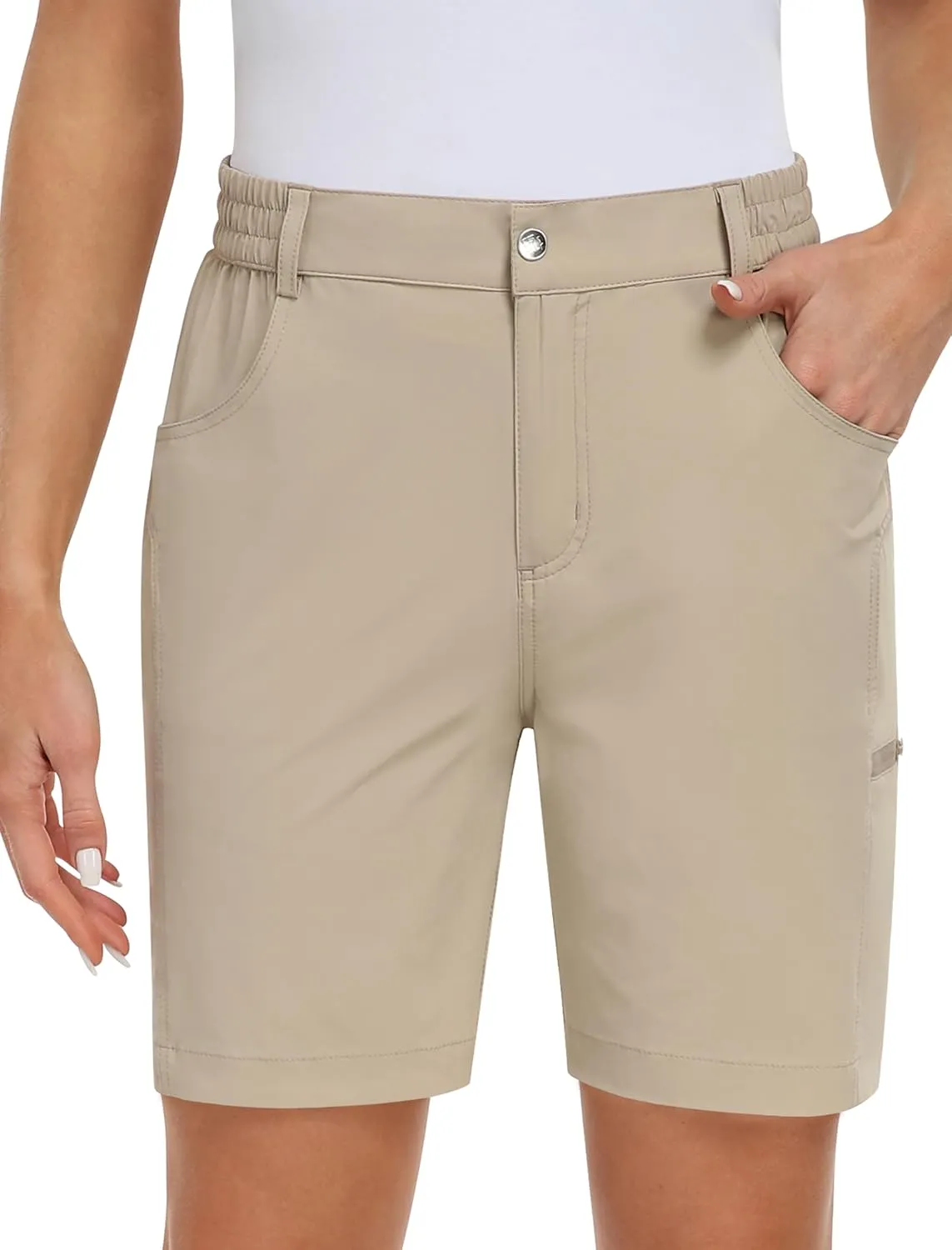 MoFiz Womens Golf Shorts 7" Quick Dry Hiking Shorts Lightweight Bermuda Shorts for Women with Pockets