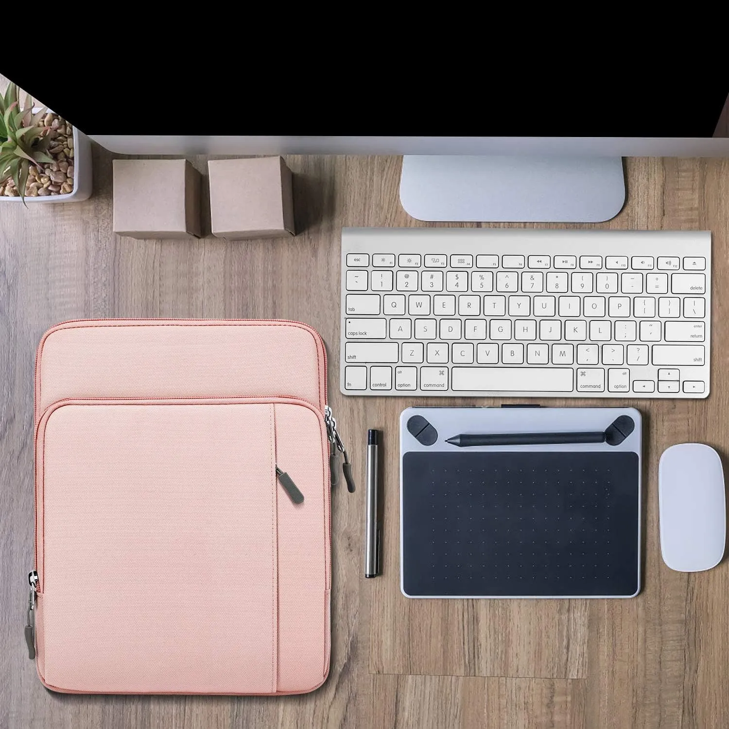 MoKo 9-11 Inch Tablet Sleeve Bag Carrying Case with Storage Pockets Fits New 11-inch iPad Pro M4/iPad Air M2 2024, iPad Air 5/4 10.9, iPad Pro 11, iPad 10/9/8th 10.9/10.2, Tab S8/S9 11, Pink