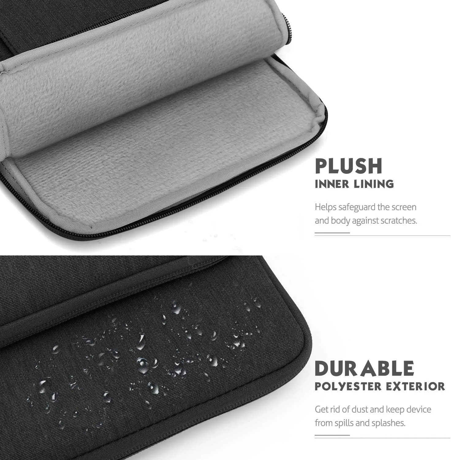 MoKo 9-11 Inch Tablet Sleeve Bag Carrying Case with Storage Pockets Fits New 11-inch iPad Pro M4/iPad Air M2 2024, iPad Air 5/4 10.9, iPad Pro 11, iPad 10/9/8th 10.9/10.2, Tab S8/S9 11,Black & Gray