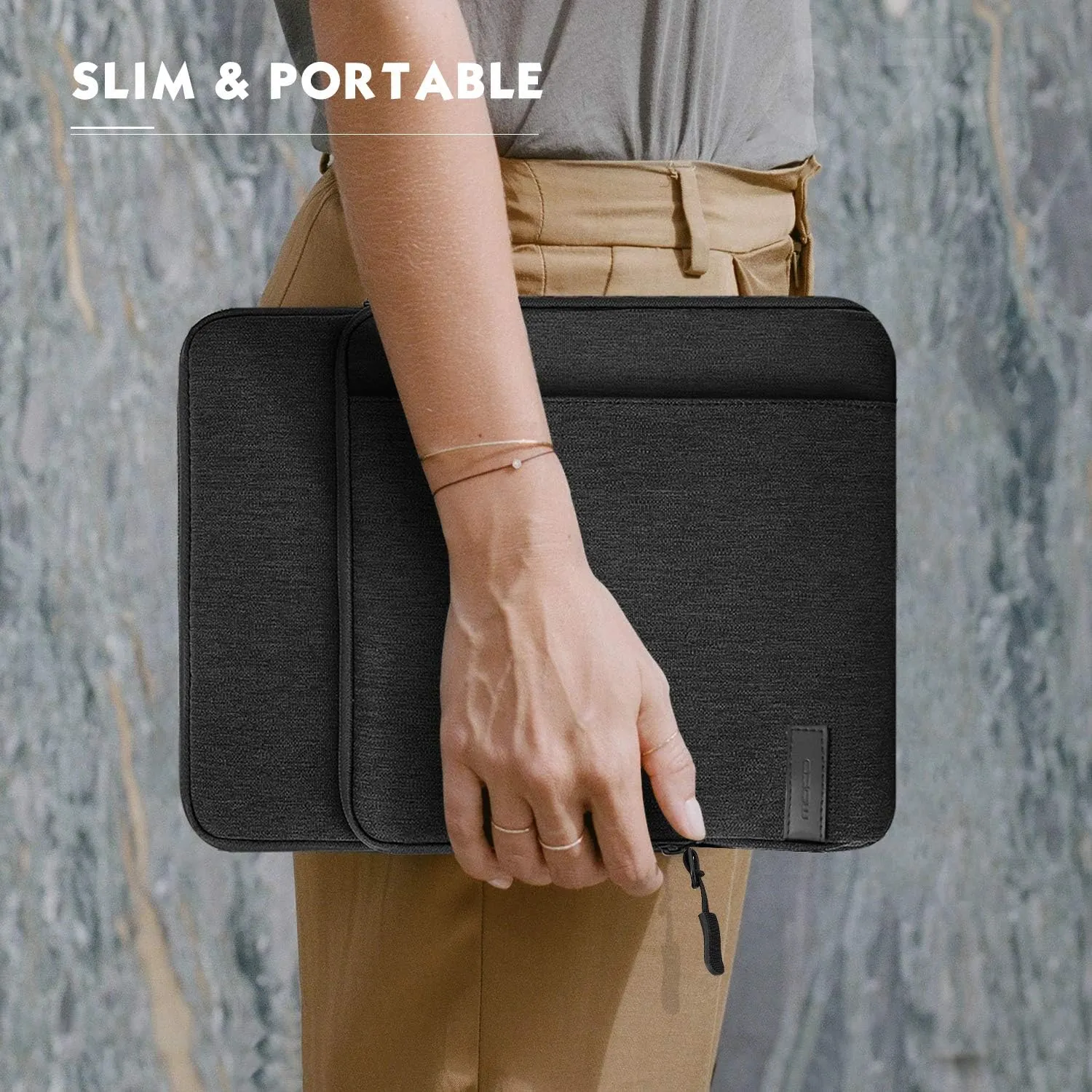 MoKo 9-11 Inch Tablet Sleeve Bag Carrying Case with Storage Pockets Fits New 11-inch iPad Pro M4/iPad Air M2 2024, iPad Air 5/4 10.9, iPad Pro 11, iPad 10/9/8th 10.9/10.2, Tab S8/S9 11,Black & Gray