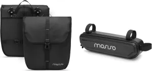 MOSISO Bike Frame Bag, Waterproof Hard Shell EVA Bike Triangle Frame Bag&20L Bike Panniers, 2 Pack Waterproof Panniers Bike Bag, Large Capacity Flap Bike Rear Rack Bag Bicycle Luggage Trunk Bag, Black