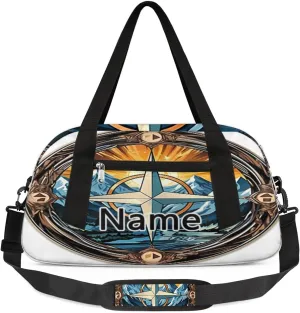Mountains Compass Kids Duffle Bag Kids Gym Sports Bag Foldable Lightweight Water Resistant Weekender Travel Workout Bag Carry On Bag for Teen Boys Girls Sports Practice Gifts