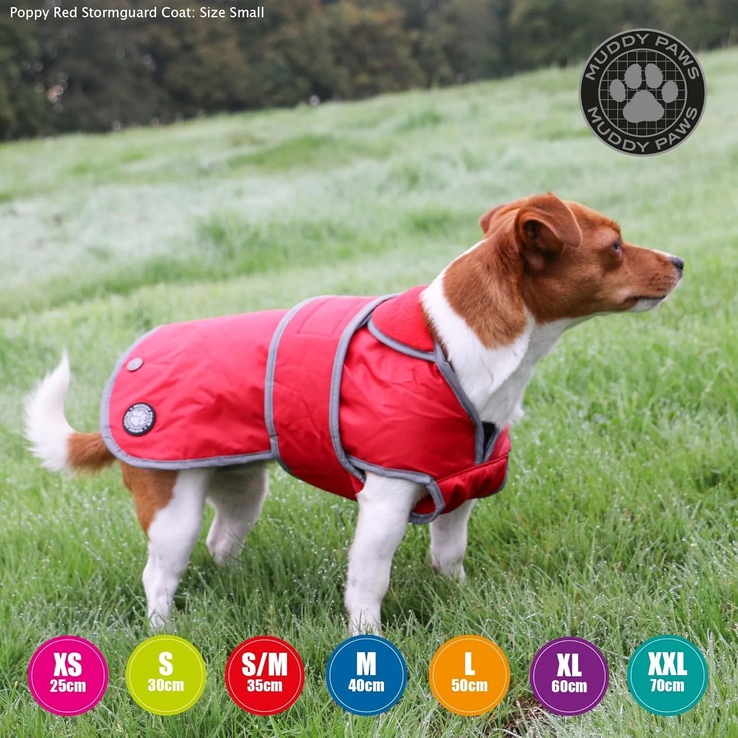 Muddy Paws All Weather Stormguard Coat .Poppy Red. Size Small/Medium (Length 35cm, up to 56cm Girth)