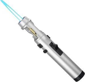Multifunctional Butane Blowtorch Lighter, Windproof Jet Flame, with Bottle Opener Design, Refillable, Suitable for Outdoor, Kitchen (Black)(White)