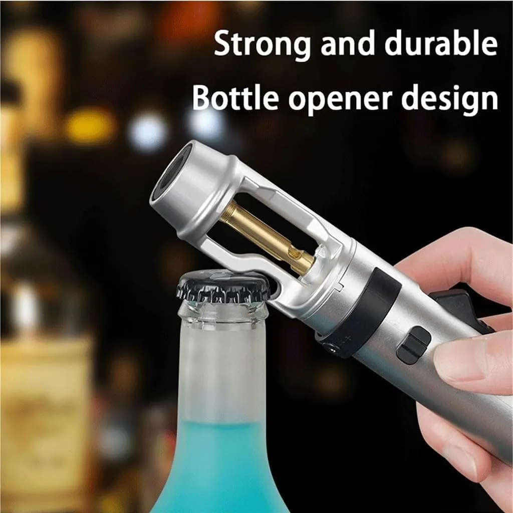 Multifunctional Butane Blowtorch Lighter, Windproof Jet Flame, with Bottle Opener Design, Refillable, Suitable for Outdoor, Kitchen (Black)(White)