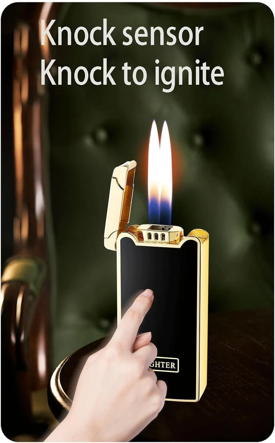 Multifunctional intelligent voice-controlled ignition lighter, gas-electric dual-purpose induction lighter, soft flame, refillable fuel, adjustable flame, suitable for outdoor camping (fuel not includ