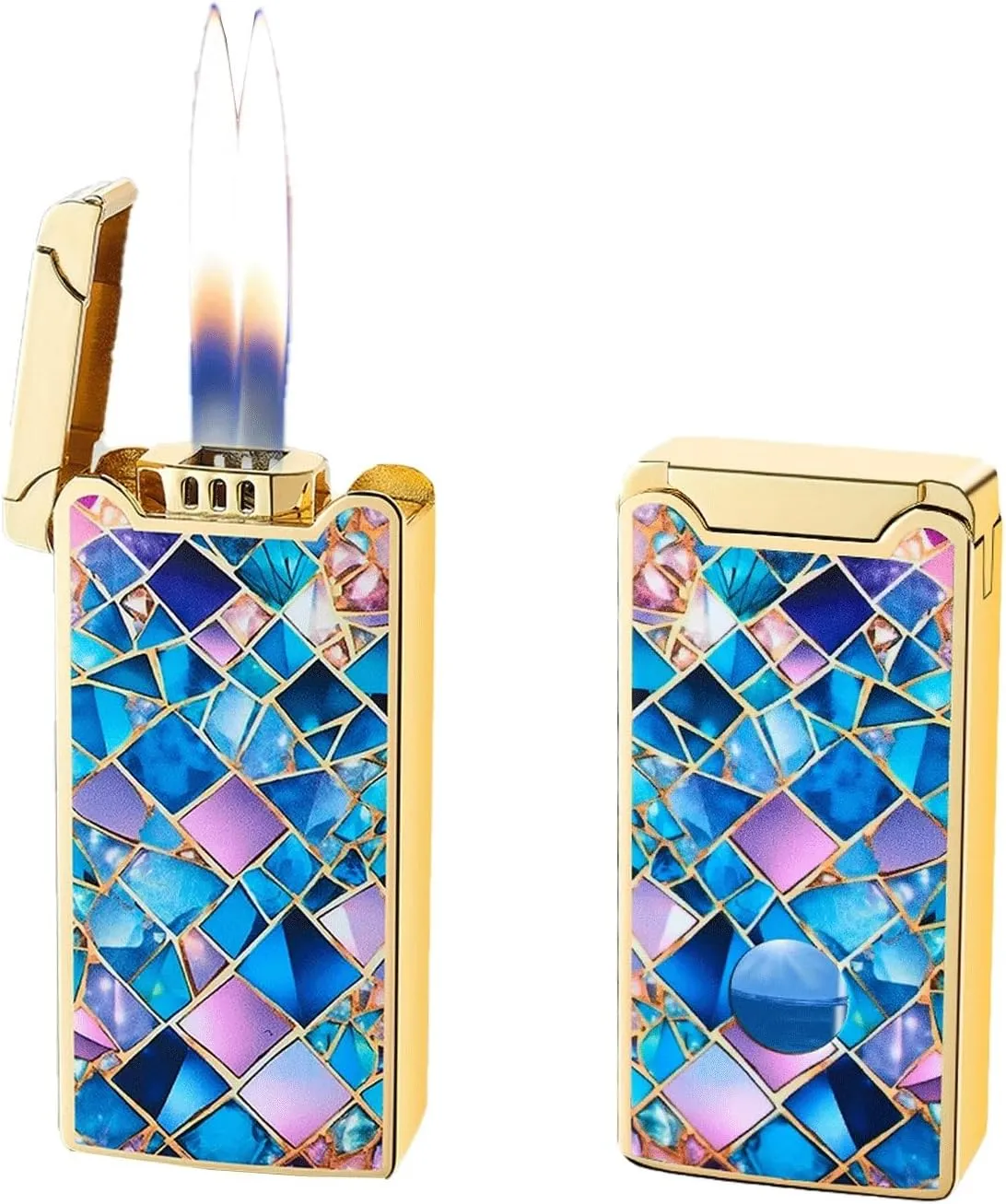 Multifunctional intelligent voice-controlled ignition lighter, gas-electric dual-purpose induction lighter, soft flame, refillable fuel, adjustable flame, suitable for outdoor camping (fuel not includ