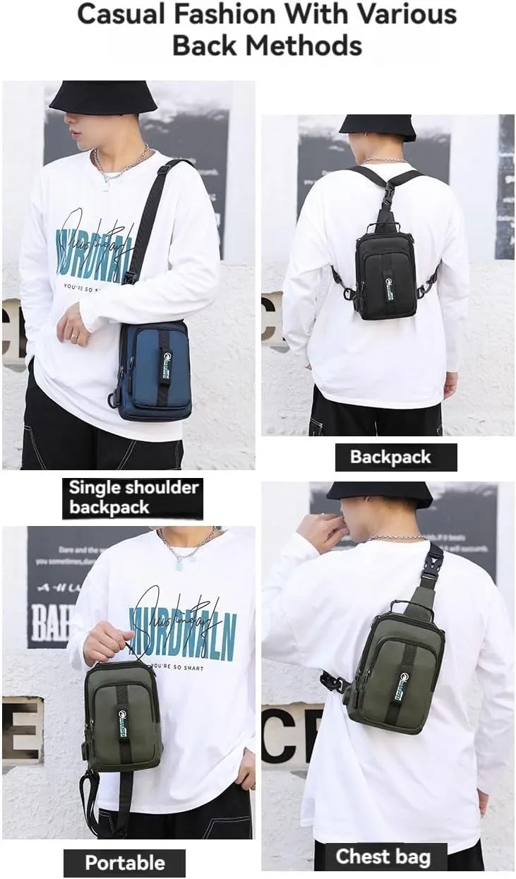 Multifunctional Men's Waist Bag Chest Bag Shoulder Bag Outdoor Waterproof Travel Crossbody Pack Adjustable Strap Fanny Pack (grey)
