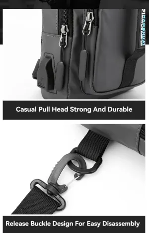 Multifunctional Men's Waist Bag Chest Bag Shoulder Bag Outdoor Waterproof Travel Crossbody Pack Adjustable Strap Fanny Pack (grey)