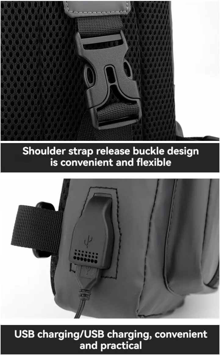 Multifunctional Men's Waist Bag Chest Bag Shoulder Bag Outdoor Waterproof Travel Crossbody Pack Adjustable Strap Fanny Pack (grey)