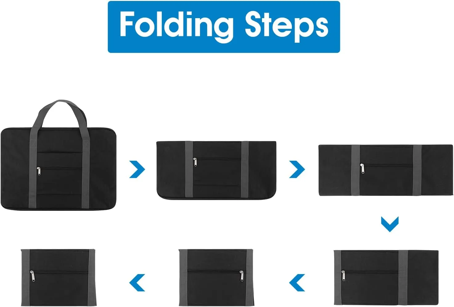 Narwey Carry on Luggage 22x14x9 Airline Approved Foldable Duffle Bag for Travel Packable Duffel Bag for Traveling Airplane for Women and Men 40L (Black (With Shoulder Strap))