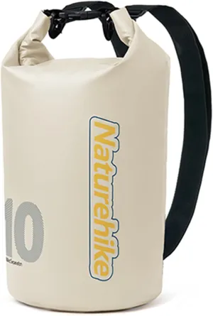Naturehike PVC Floating Waterproof Dry Backpack, 10L/15L Waterproof Pouch with Wider Shoulder Straps, Roll Top Waterproof Backpack Sack for Travel, Swimming, Boating, Kayaking, Camping (White, 10L)
