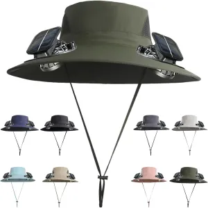 New Colitt Fishing Hat with Built in Fan for Men Women, Wide Brim Solar Fan Hat Outdoor Fishing, UPF 50  Powered Fan Hat