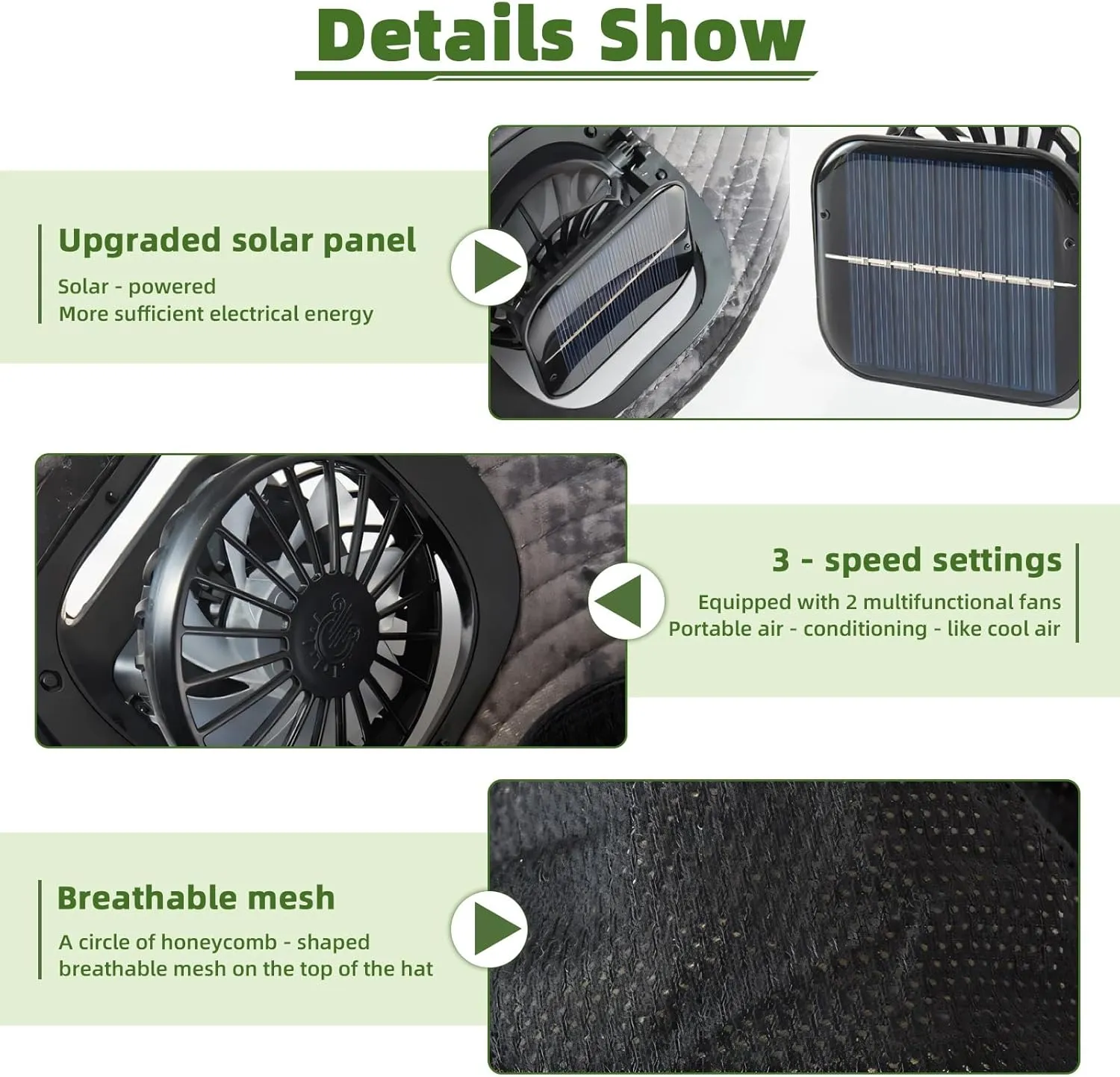 New Solar Fan Hat Sun Fishing Hat for Men Women with Solar Powered Panel Fans Built in Hiking Hats