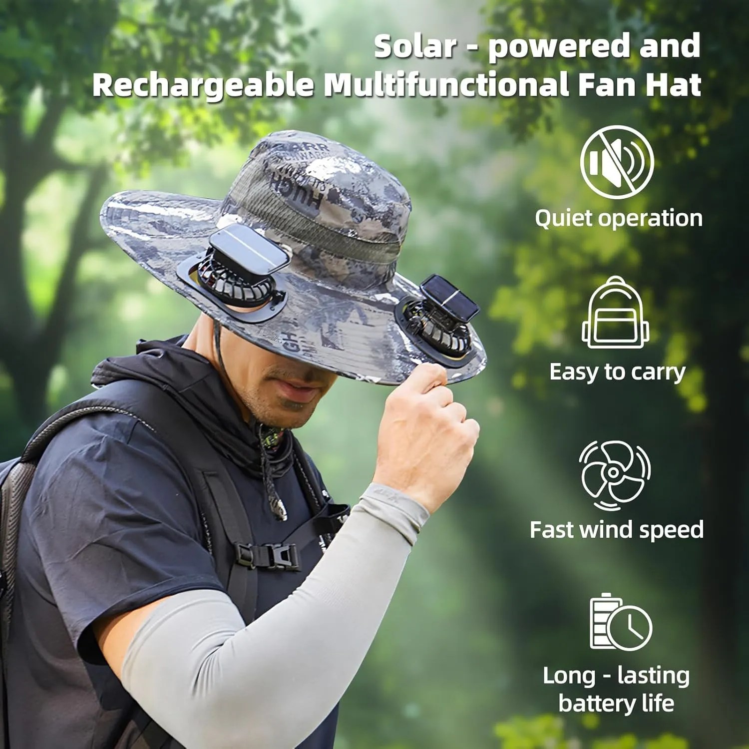 New Solar Fan Hat Sun Fishing Hat for Men Women with Solar Powered Panel Fans Built in Hiking Hats