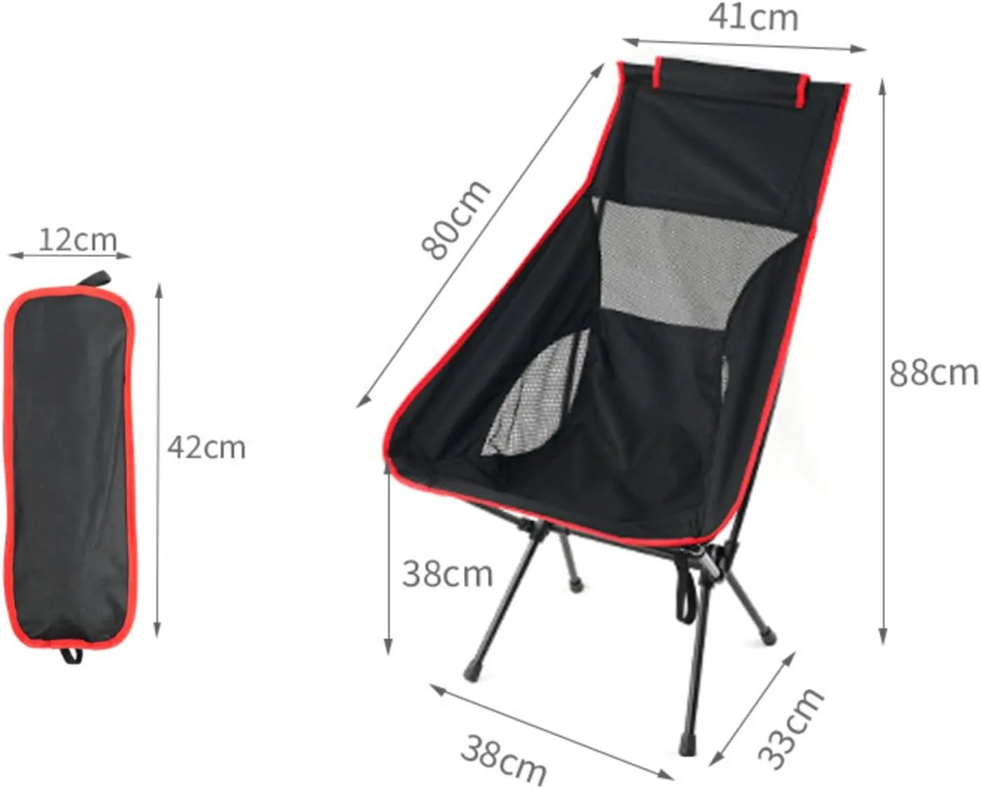 NIBHZ Ultralight Portable Camping Beach Chairs,Folding Chair for Adults Lawn Chairs Heavy Duty 300lbs for Outdoor Car Camping Travel Beach Picnic Travel Hiking,red-B