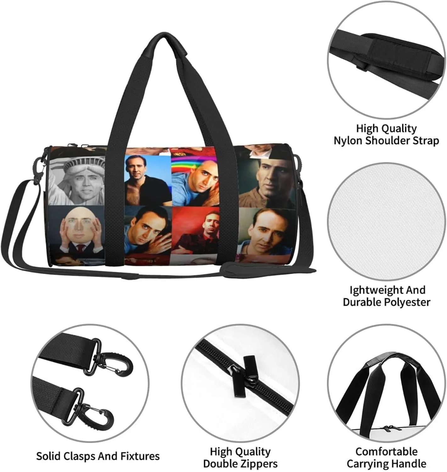 Nic-olas Cage Gym Bag for Women and Men, Gyms Waterproof Dufflebag Lightweight Carryon Gymbag