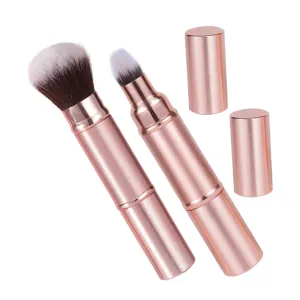 NOLITOY Mini Makeup Brush Set with Travel Case Double-sided Foundation Blush Brush Retractable Compact for Women