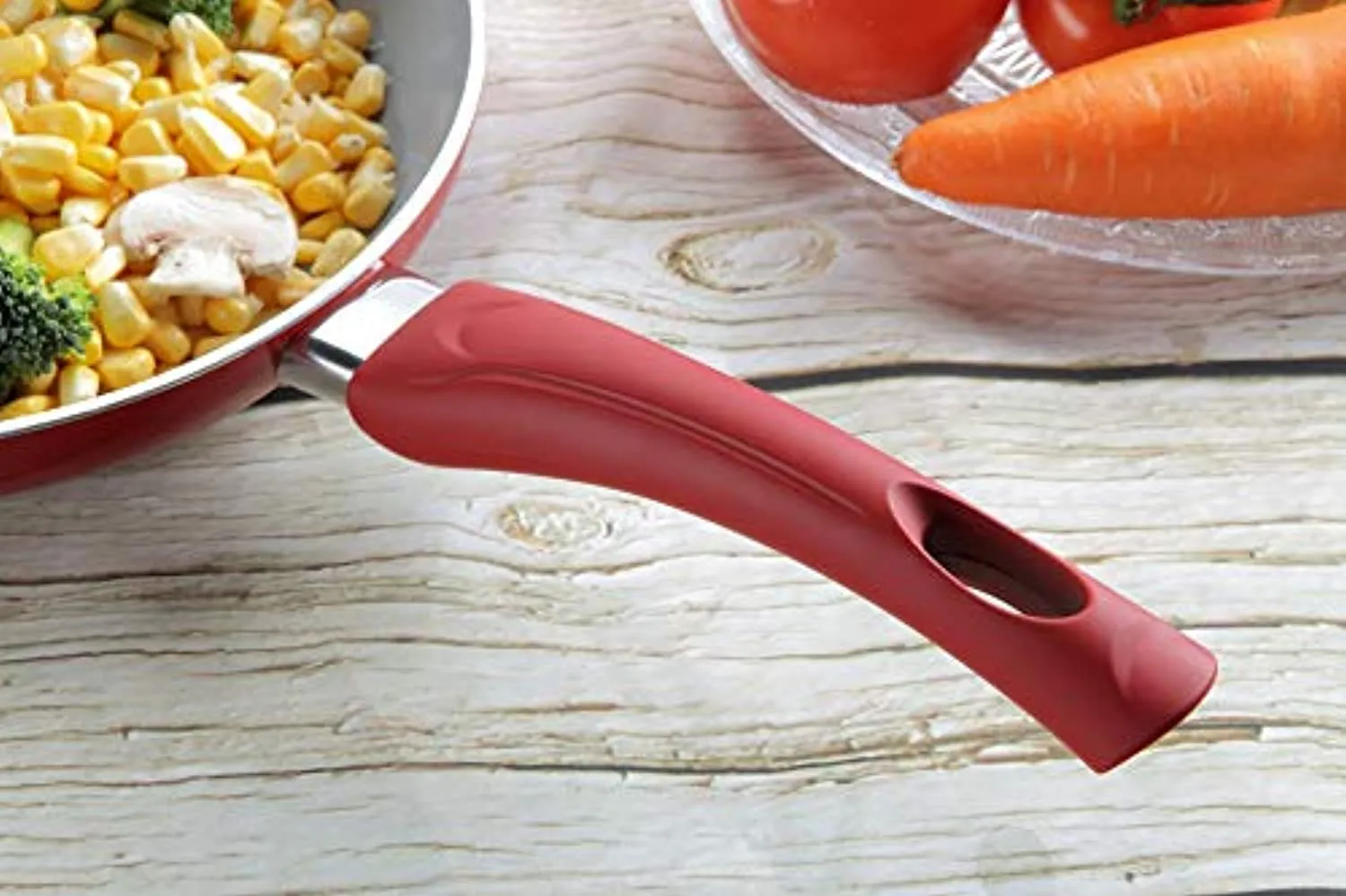 Non-Stick Ceramic Kitchen Cookware Set Pots and Pan-12 Piece Red