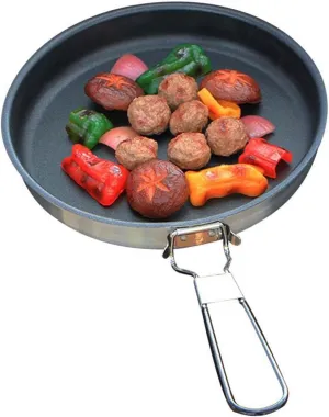 Non Stick Frying Pans Portable Alloy Non Stick Skillet with Foldable Handle 24cm Camping Coated Pan Camp Cookware