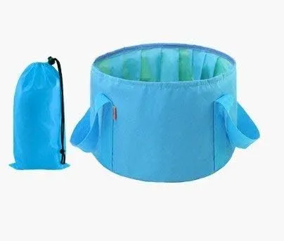 None-branded Premium Compact Collapsible Bucket Portable Folding Water Container Multifunction Bucket (Blue)